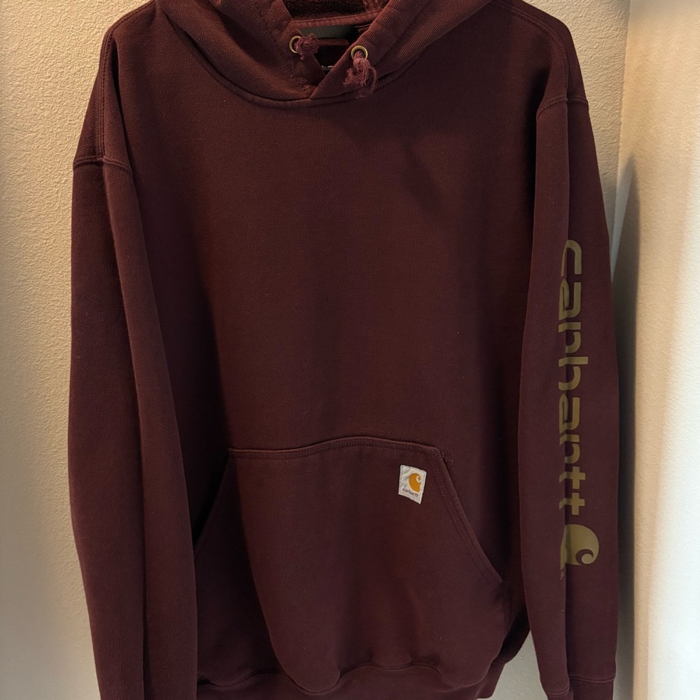 Men’s Carhartt Loose Fit Hoodie Maroon Red Size Large